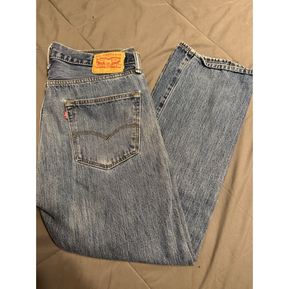 Levis 501 Jeans 36x29 Blue Regular Straight Stonewash Red Tab Denim - Picture 1 of 9